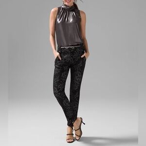 White House Black Market Jolie Stretch Metallic Floral Jacquard Ankle Pants SZ4